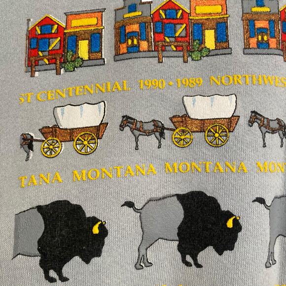 Vintage 1989 Gray Montana Centennial Celebration Crew Neck Sweatshirt Size XL - Picture 15 of 16